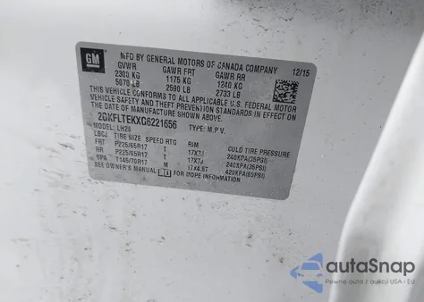 2016 GMC Terrain Sle-2 from USA, damaged, VIN 2GKFLTEKXG6221656